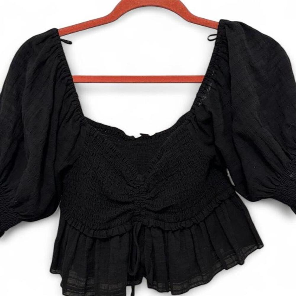 Black wayf blouse ruffled sleeves